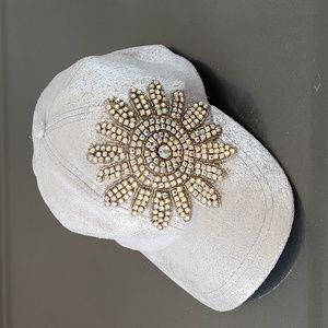 Silver Embellished Rhinestone Flower Adjustable Baseball Cap The Alabama Girl